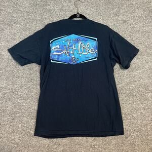 Salt Life Shirt Mens Medium Blue Graphic Fishing Beach Short Sleeve Tshirt